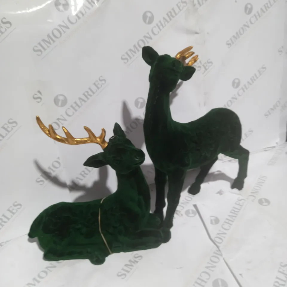 BOXED ALISON CORK SET OF 2 VELVET HENRY STAGS