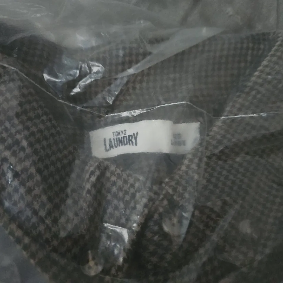 BAGGED TOKYO LAUNDRY MEN’S HOUNDSTOOTH JACKET – WALNUT, SIZE L