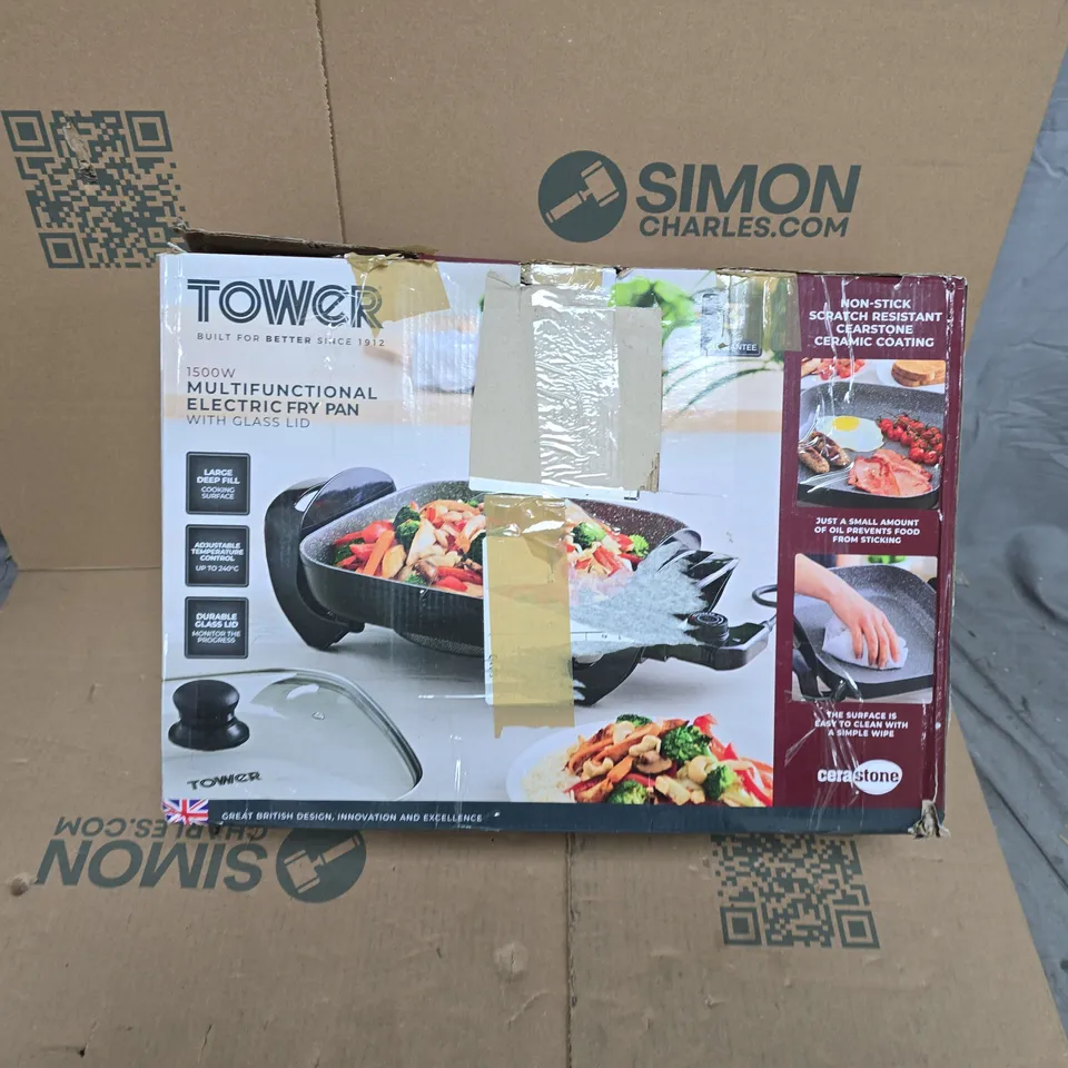 TOWER 1500W MULTIFUNCTIONAL ELECTRIC FRY PAN WITH GLASS LID – CERASTONE CERAMIC COATING