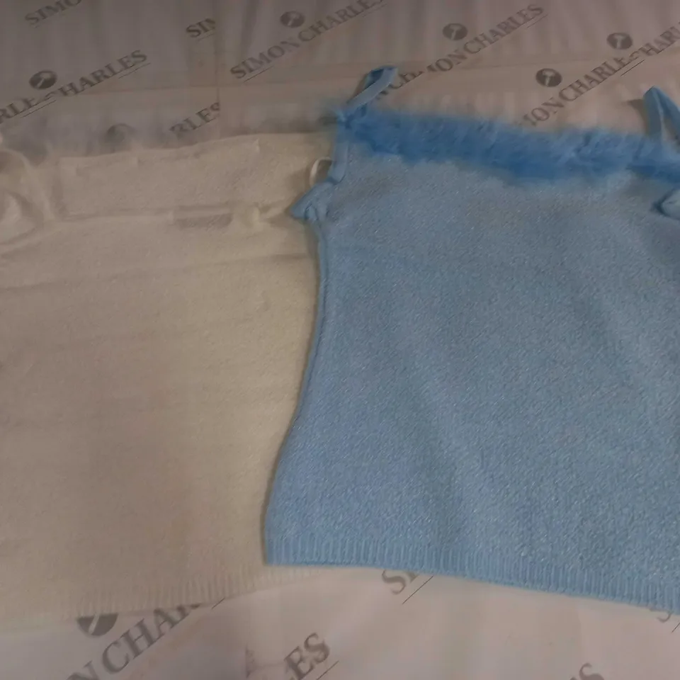 LOT OF 25 FAUX FUR TRIM TANK TOPS IN 3 COLOURS - SIZE UNSPECIFIED