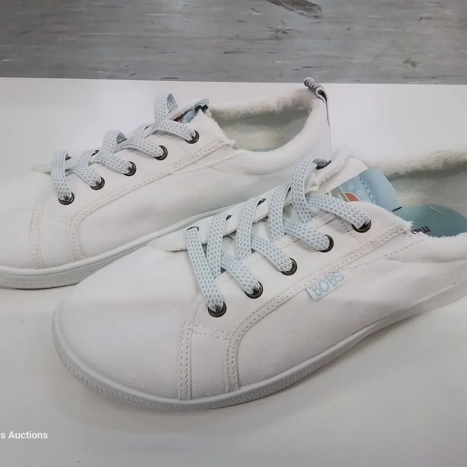 PAIR OF BOBS BY SKECHERS WHITE CANVAS TRAINERS - UK 6