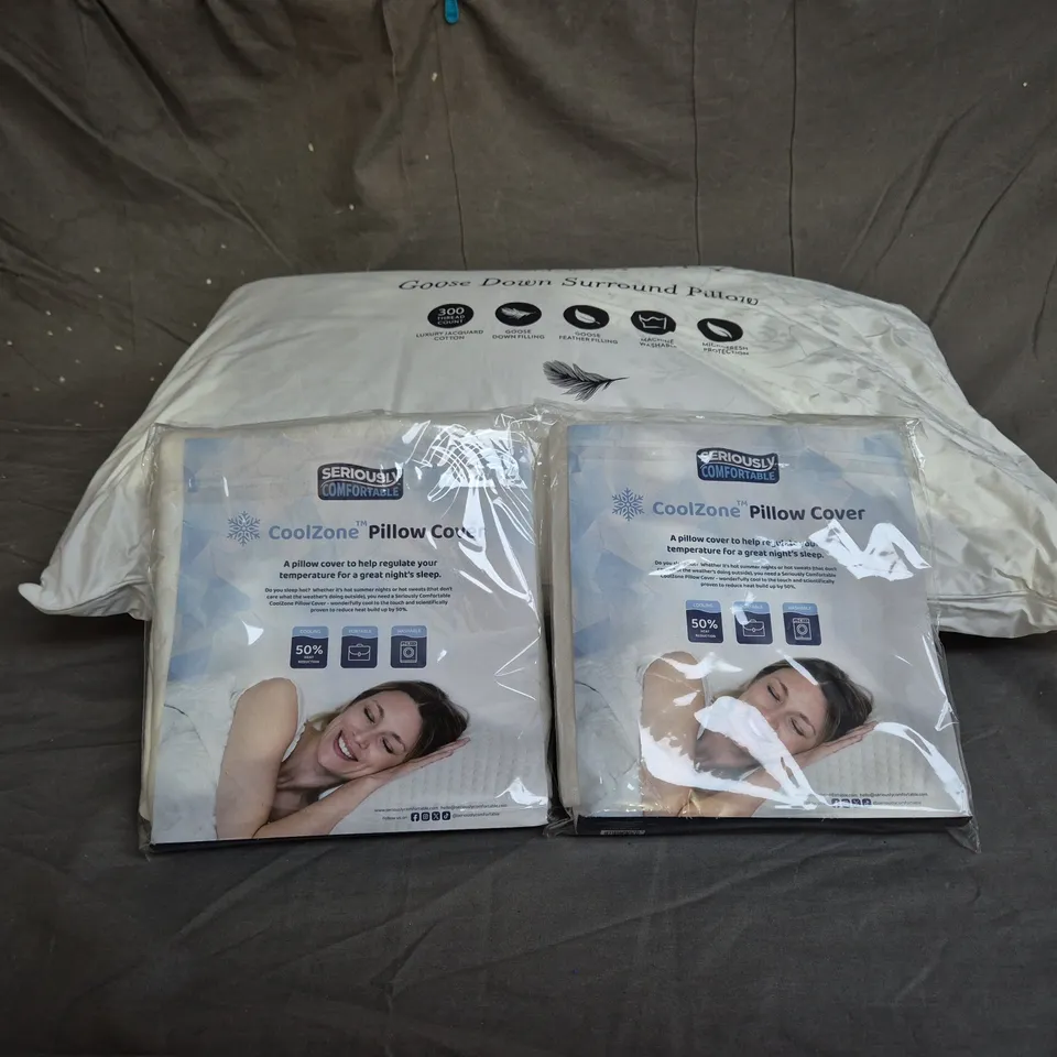 GOOSE DOWN SURROUND PILLOW WITH COOLZONE PILLOW COVERS