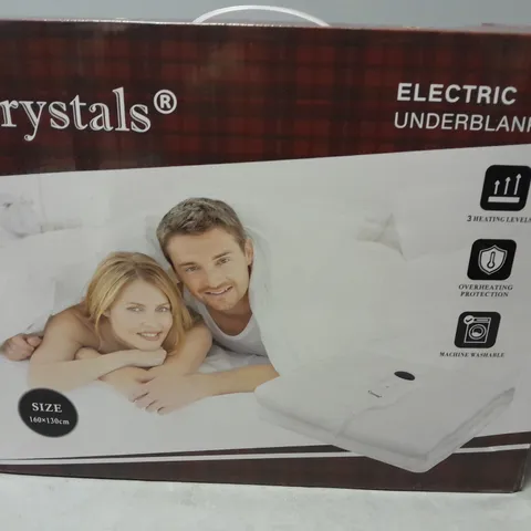 BOXED CRYSTALS ELECTRIC UNDER BLANKET SIZE 160XM X 130CM