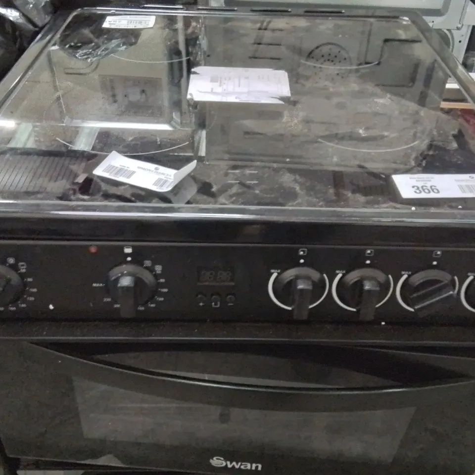 SWAN SX16730B 60CM WIDE DOUBLE OVEN ELECTRIC COOKER WITH CERAMIC HOB - BLACK