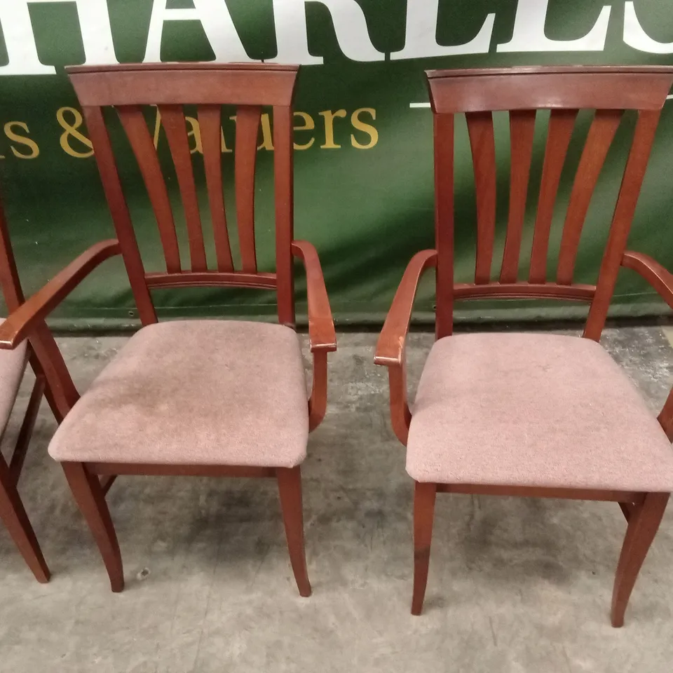 SET OF 5 DESIGNER WOOD DINING CHAIRS WITH FABRIC SEAT
