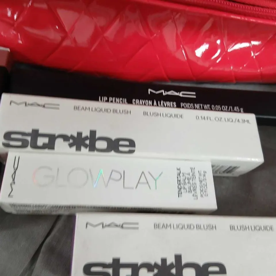 MAC COSMETICS MAKE-UP BUNDLE: STROBE CREAM, GLOW PLAY BLUSH, FIX+ SETTING SPRAY 30ML, LIP PENCIL