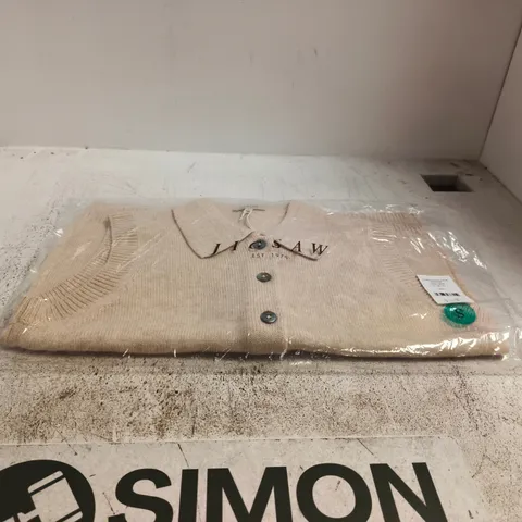 JIGSAW COMPACT WOOL COLLAR WAISTCOAT CREAM SMALL