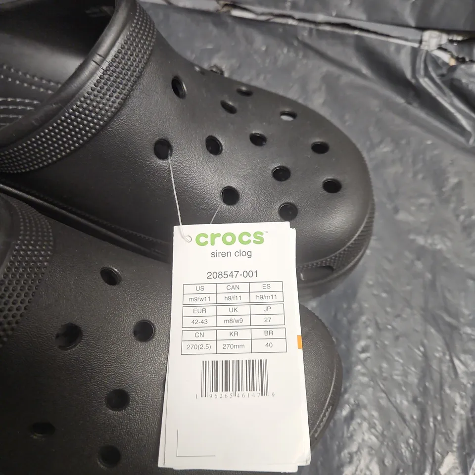 CROCS SIREN CLOG – MEN'S UK 8 (EU 42-43) – BLACK/GRAPHITE