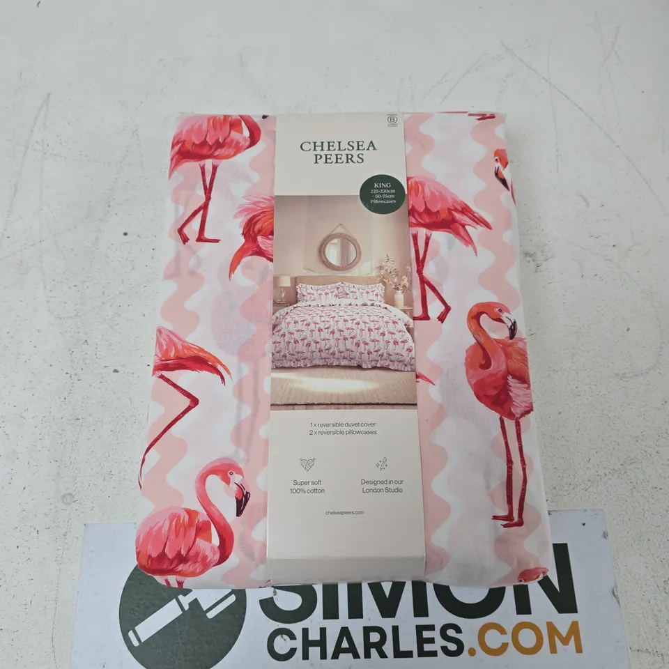 CHELSEA PEERS FLAMINGO PRINT KING SIZE DUVET COVER SET – 3PC