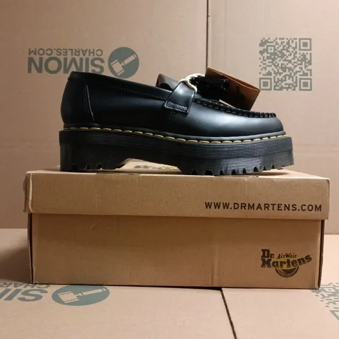 BOXED PAIR OF DR MARTENS ADRIAN QUAD PLATFORM CHUNKY LOAFERS IN BLACK SIZE UK 7