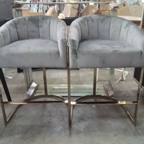 JOHNNICE 68.6CM VELVET UPHOLSTERED BAR STOOL WITH GOLD FRAMES SET OF 2