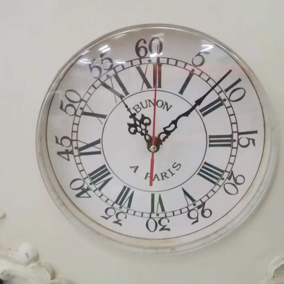 GRANDFATHER CLOCK CREAM FRENCH BEREGERE STYLE SHABBY CHIC EFFECT (DOOR NEEDS NEW HINGE)