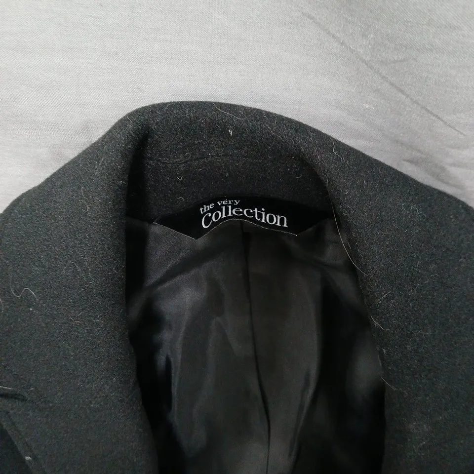 THE VERY COLLECTOIN BLACK OVERCOAT WITH COLLAR UK SIZE SMALL