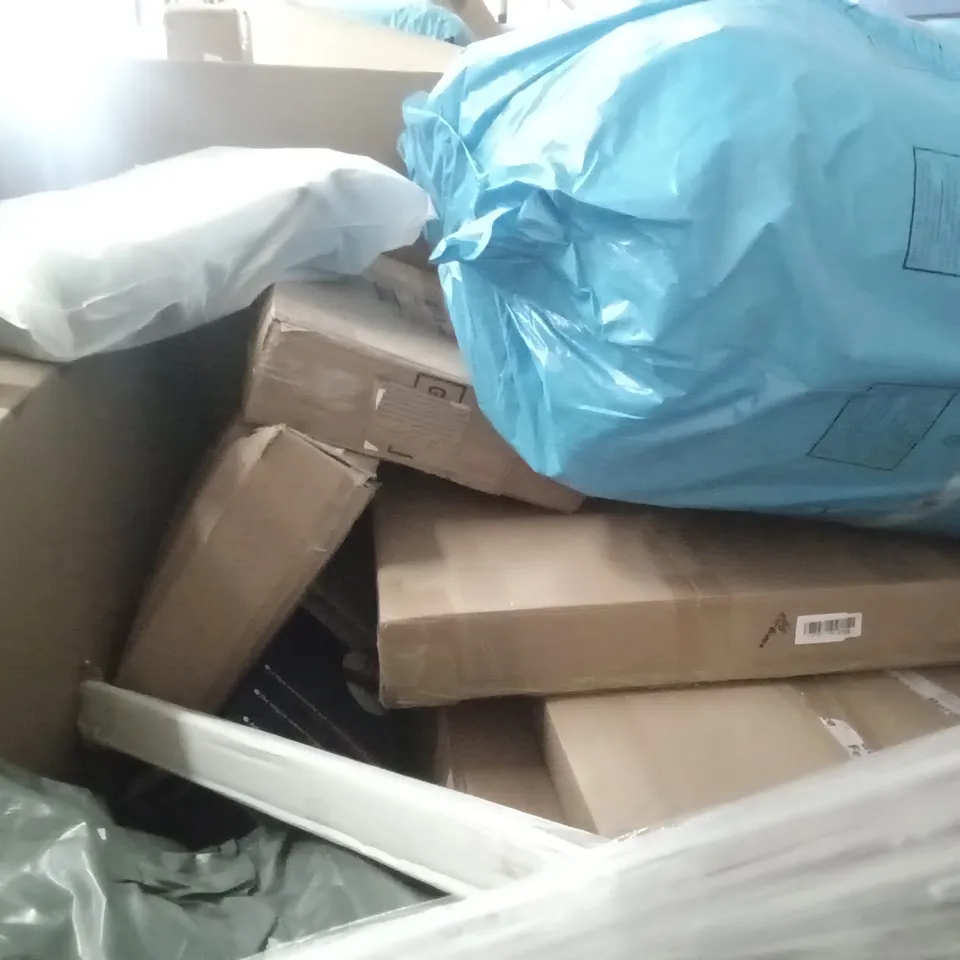 PALLET OF ASSORTED ITEMS INCLUDING HEATED BLANKET, LED METEOR LIGHT, 5-TIER SHOE RACK, FOLDING SHOPPING TROLLEYS, TATKRAFT FOLDABLE BED RAIL, HOMIDEC DRYING RACK