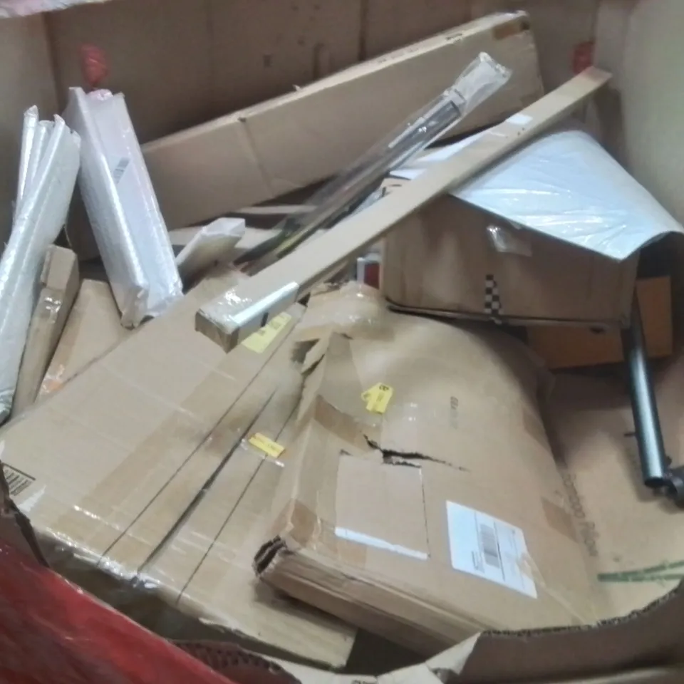 PALLET OF ASSORTED HOUSEHOLD GOODS AND PRODUCTS TO INCLUDE;INFLATABLE BOUNCER AND SLIDE,EXTRA LARGE WOODEN ROCKER BOARD,CLOCK