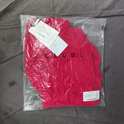 CLUBL LONDON HIGH NECK MAXI DRESS WITH RUCHED DETAILING IN RED SIZE UK 10