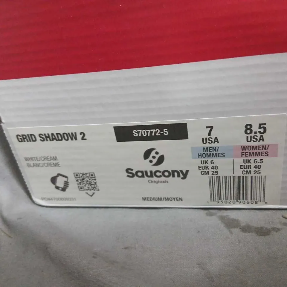 SAUCONY GRID SHADOW 2 SNEAKERS – WHITE/OFF-WHITE, UK 6