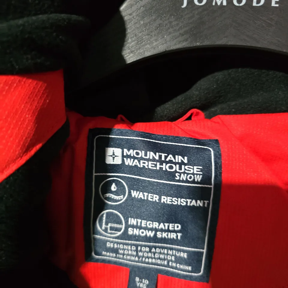 MOUNTAIN WAREHOUSE KIDS' SNOW JACKET – RED WITH BLACK PANELS, 9-10 YRS