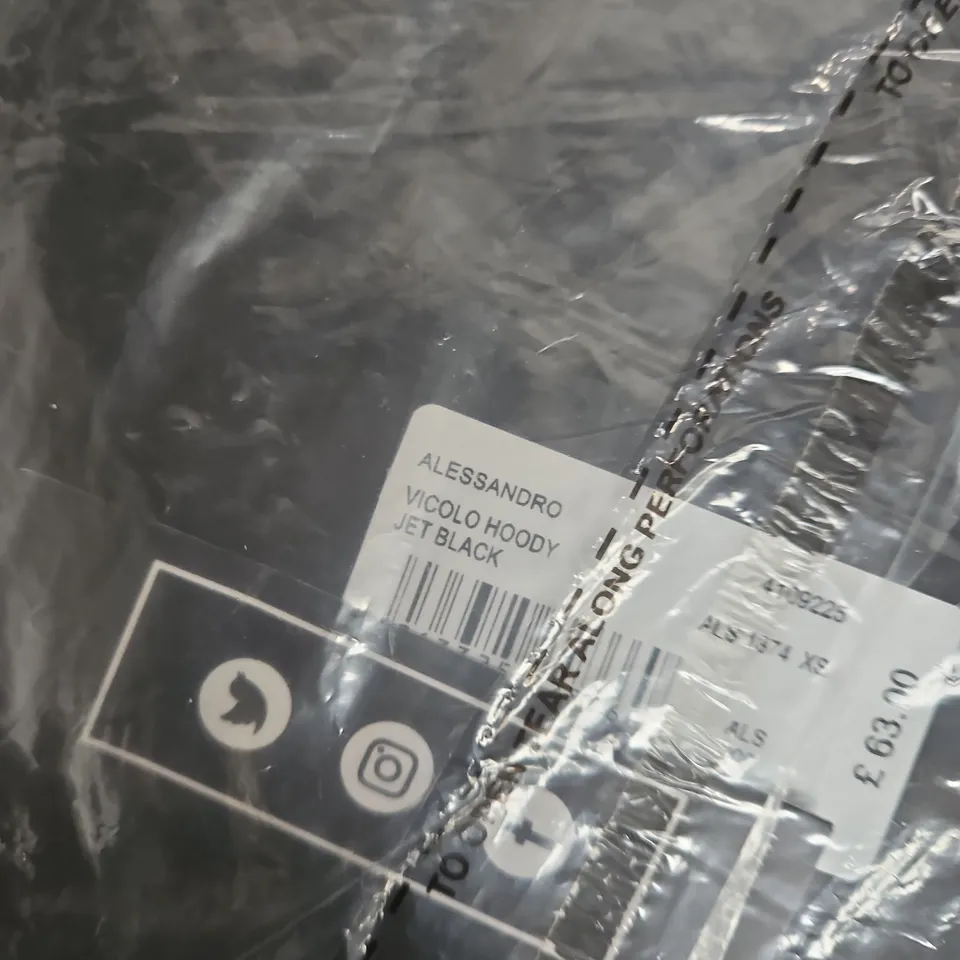 BAGGED ALESSANDRO ZAVETTI MILANO HOODIE – JET BLACK - XS