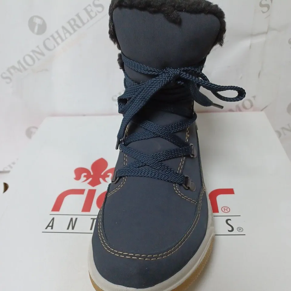 BOXED RIEKERWATER RESISTANT WARM HIKER BOOTS, NAVY -  SIZE 4