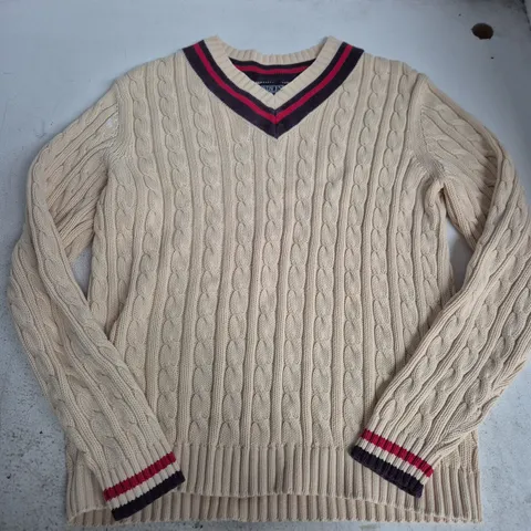 LANDS' END CREAM CABLE KNIT SWEATER, UK 6-8 – TIMBER CREAM