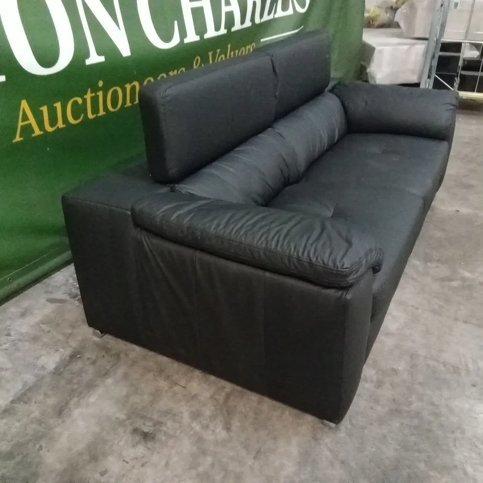 BRADY 100% PREMIUM LEATHER 3 SEATER SOFA - BLACK RRP £1149