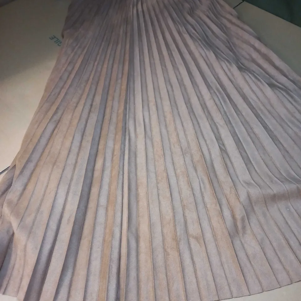 M&S PRALINE PLEATED FAUX SUEDE SKIRT - SIZE 14