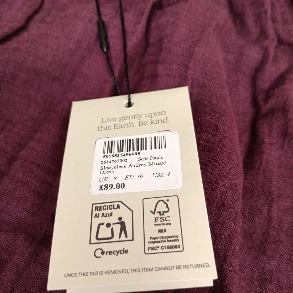 NOBODYS CHILD PURPLE SLEEVELESS AUDREY MIDAXI SMALL TAGGED