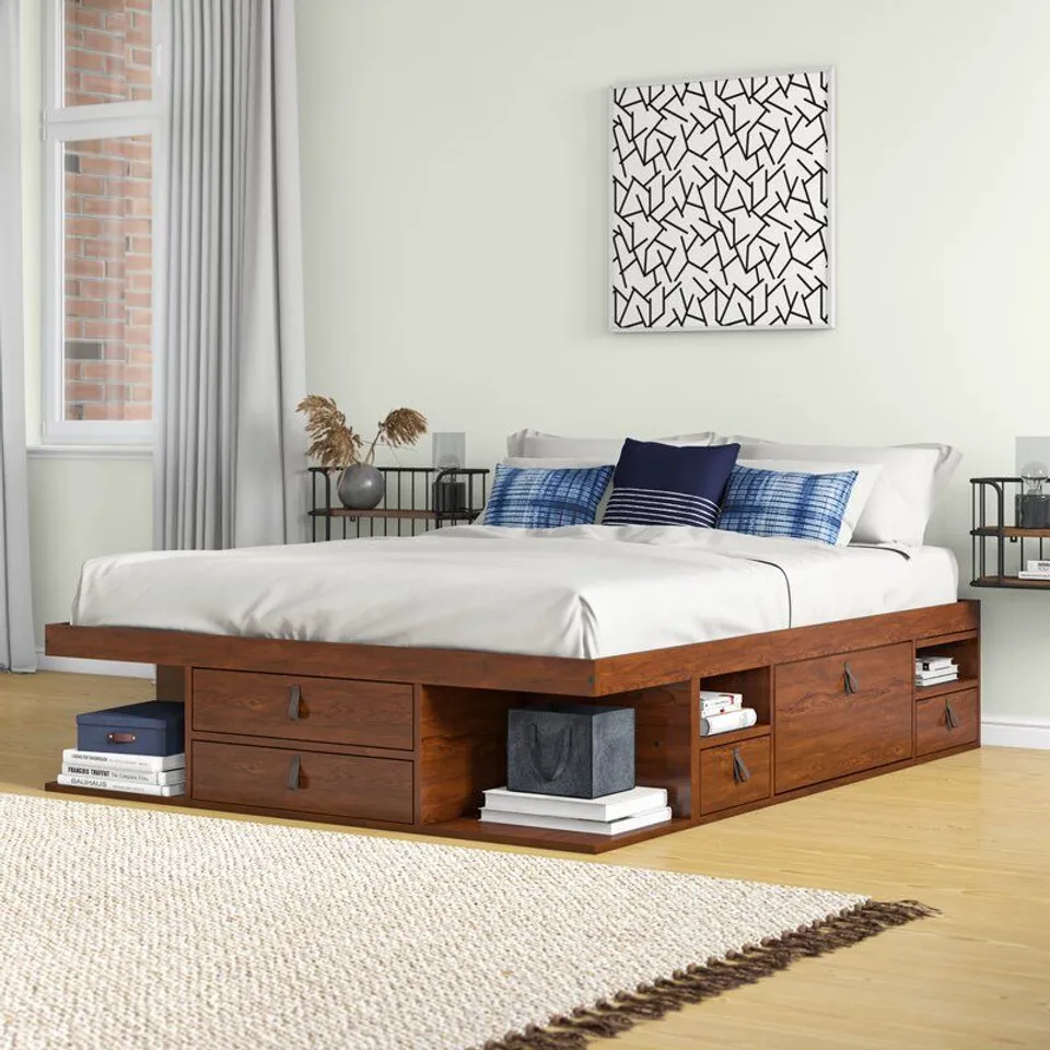 BOXED BALI BROWN BED FRAME 180CM X 200CM (4 BOXES)