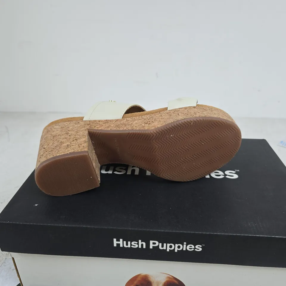HUSH PUPPIES VANILLA CREAM LEATHER POPPY RUCHED SANDALS UK 7 BOXED