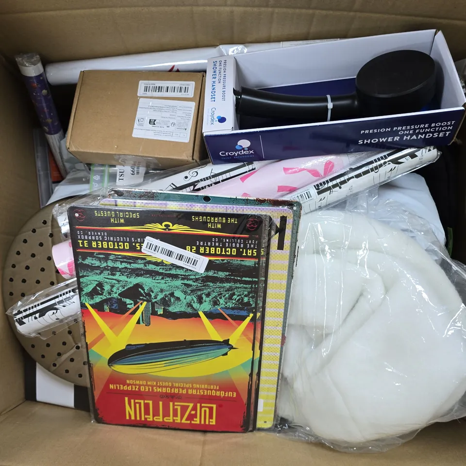 APPROXIMATELY 20 ASSORTED HOUSEHOLD PRODUCTS TO INCLUDE SHOWER HEAD, RULED NOTEBOOK, TISSUE SAMPLING UNIT, ETC - COLLECTION ONLY