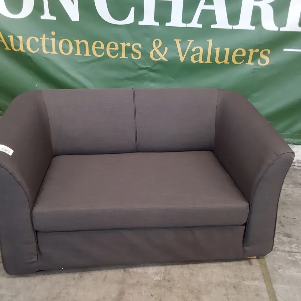 DESIGNER TWO SEATER SOFA BROWN FABRIC 