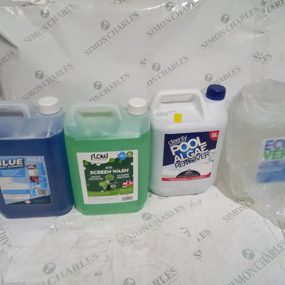 4 ASSORTED LIQUID ITEMS TO INCLUDE TOILET CLEANSER, SCREEN WASH, POOL ALGAE REMOVER, LAUNDRY DETERGENT - COLLECTION ONLY 
