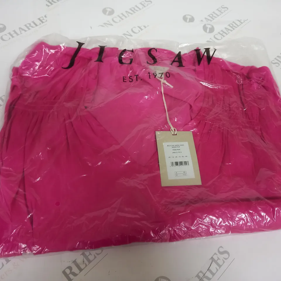 JIGSAW RECYCLED SATIN LONG SLEEVE TOP SIZE 16