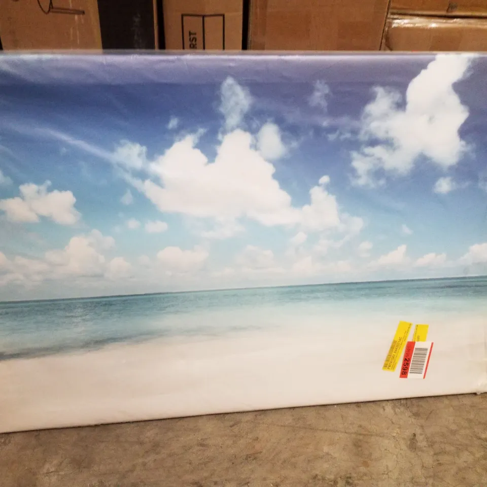 CARIBBEAN BEACH SAND & SEA CANVAS WALL ART PICTURE PRINT