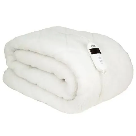 RUSSELL HOBBS ELECTRIC BLANKET, SHERPA FLEECE HEATED DOUBLE FITTED UNDERBLANKET, 6 HEAT SETTINGS & 10 HOUR AUTO SHUT OFF, ENERGY EFFICIENT, MACHINE WASHABLE, 2X REMOTE, 135 X 190 CM, 120W, RHBDB8004