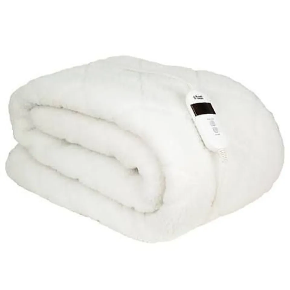 RUSSELL HOBBS ELECTRIC BLANKET, SHERPA FLEECE HEATED DOUBLE FITTED UNDERBLANKET, 6 HEAT SETTINGS & 10 HOUR AUTO SHUT OFF, ENERGY EFFICIENT, MACHINE WASHABLE, 2X REMOTE, 135 X 190 CM, 120W, RHBDB8004