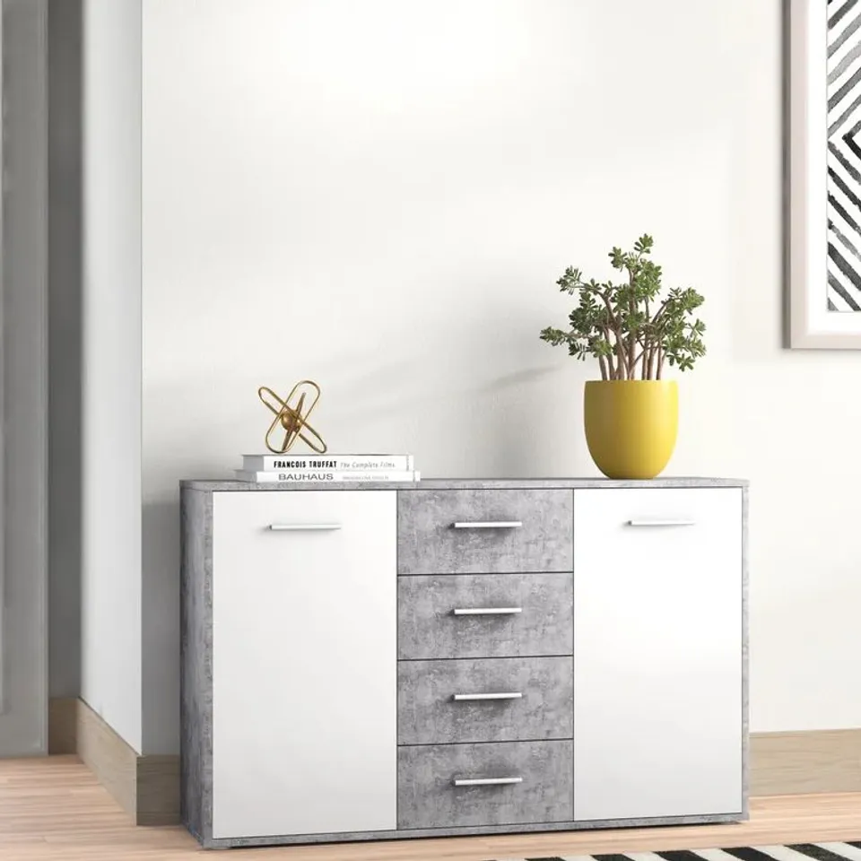 BOXED ILBERT 122.6CM WIDE 4 DRAWER SIDEBOARD (2 BOXES)