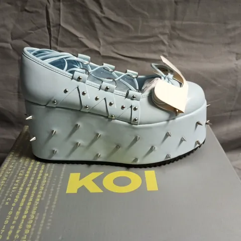 BOXED KOI ZORINA LACE UP PLATFORM BALLET SHOES IN BLUE - UK 6