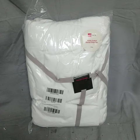 HOME 100% COTTON DUVET COVER SET – KING SIZE, WHITE