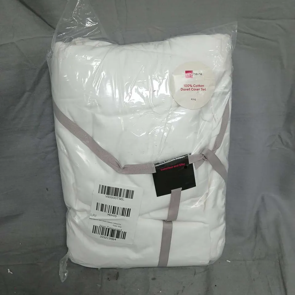 HOME 100% COTTON DUVET COVER SET – KING SIZE, WHITE