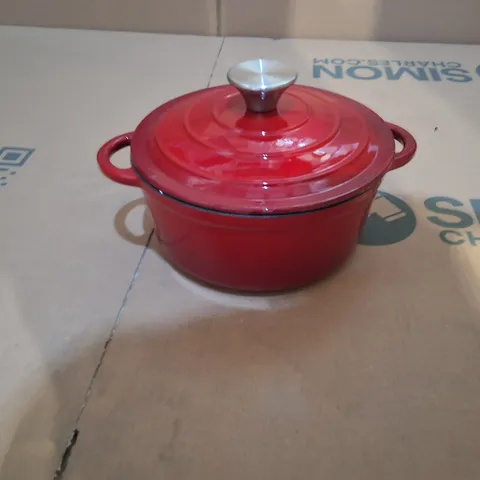 EXTRA SMALL ENAMELED CAST IRON CASSEROLE DISH IN RED