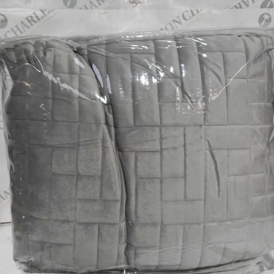 KELLY HOPPEN LUXURY VELVET REVERSIBLE FILLED BEDSPREAD AND SET OF 2 SHAMS, TAUPE, DOUBLE