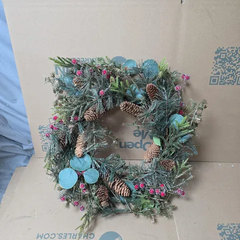 2X GISELA GRAHAM FAUX FLOWER CHRISTMAS WREATH 