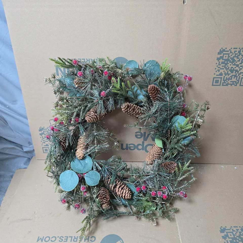 2X GISELA GRAHAM FAUX FLOWER CHRISTMAS WREATH 