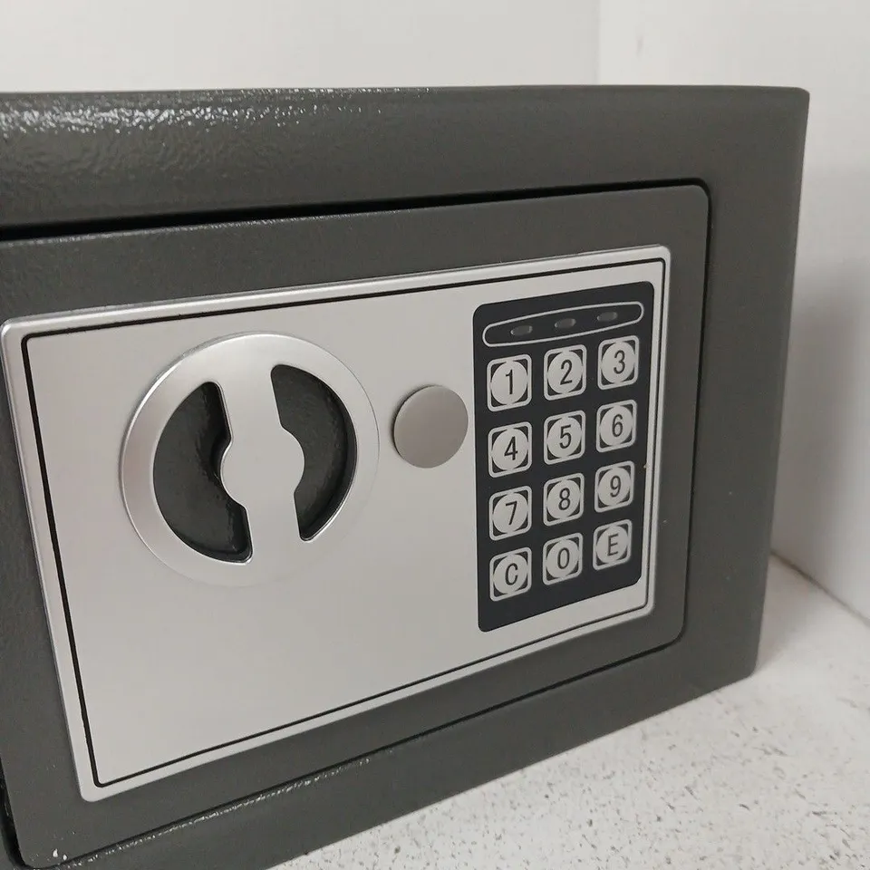 GREY DIGITAL SAFE WITH KEYPAD AND ROTARY LOCK – SMALL HOME SAFE