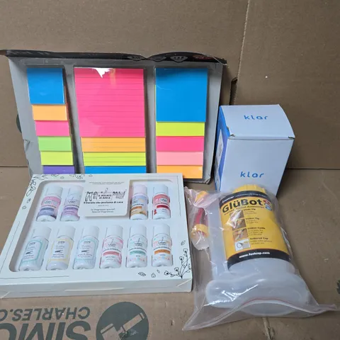 APPROXIMATELY 15 ASSORTED HOUSEHOLD PRODUCTS TO INCLUDE STICKY NOTES, FILTER AND GLUBOT