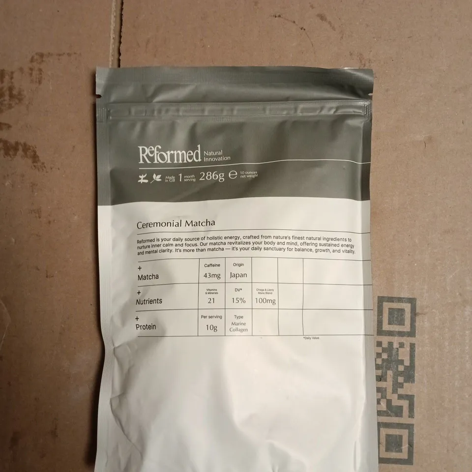 REFORMED CEREMONIAL MATCHA – 286G (JAPAN) WITH 10G PROTEIN FROM MARINE COLLAGEN, 21 VITAMINS & MINERALS & 43MG CAFFEINE 