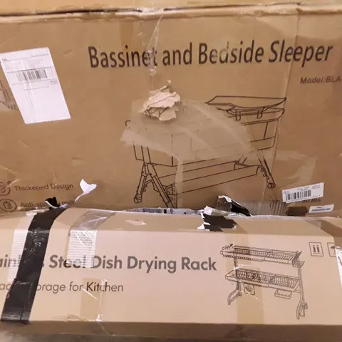 PALLET OF ASSORTED HOUSEHOLD ITEMS TO INCLUDE BEDSIDE SLEEPER, DRYING RACK AND FOLDING WAGON
