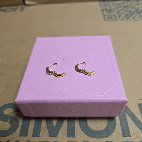 SWAROVSKI GOLD-TONE CRESCENT HOOP EARRINGS WITH PAVÉ ACCENTS